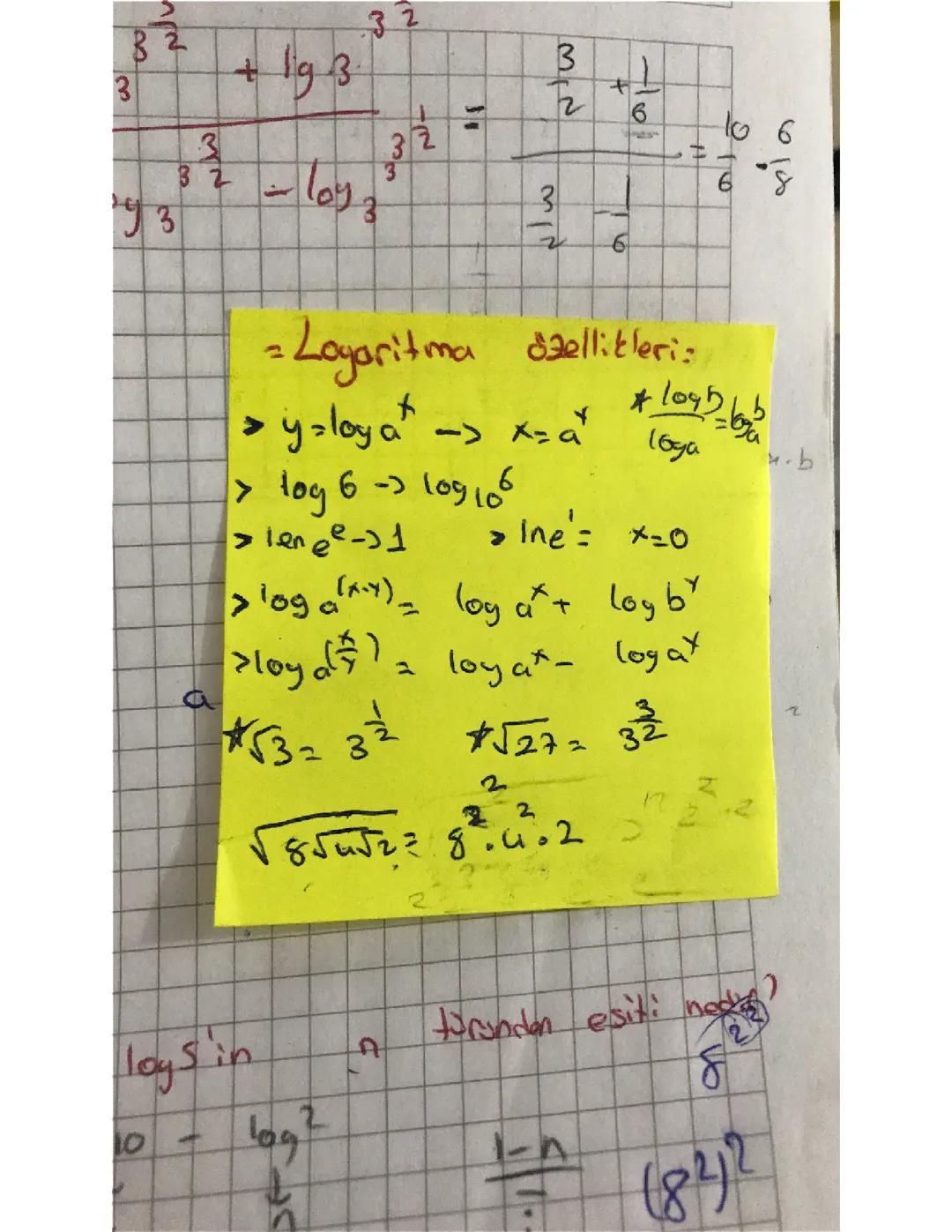 12. Sınıf AYT Matematik - Logaritma Özellikleri ve Örnek Sorular