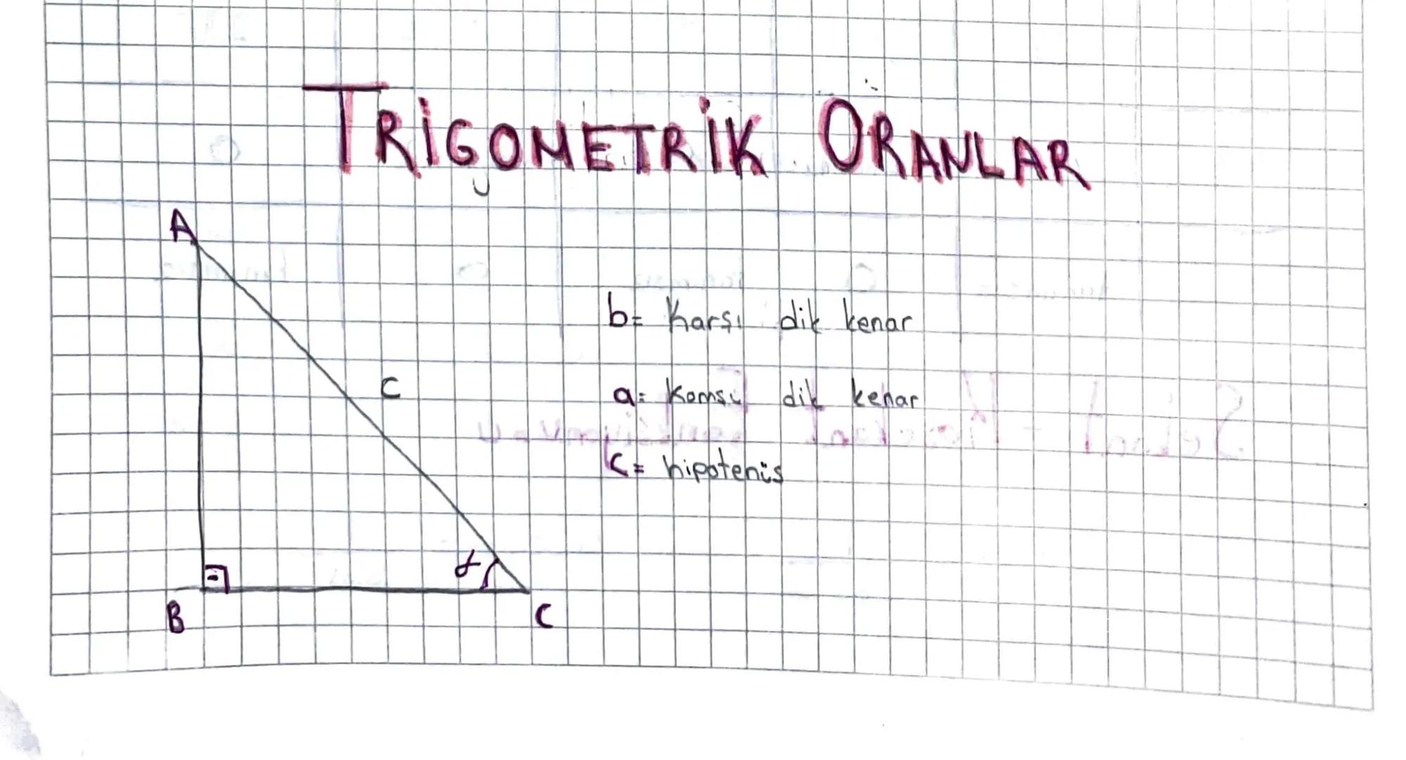 B
TRIGOMETRİK ORANLAR
C
b= Karşı dik kenar.
a = komsu dik kenar
C = hipotenis
C Sin Lα= Karsi d.k.
Hipotenis
tant = Karşı d.k
Komsu dok
Not
