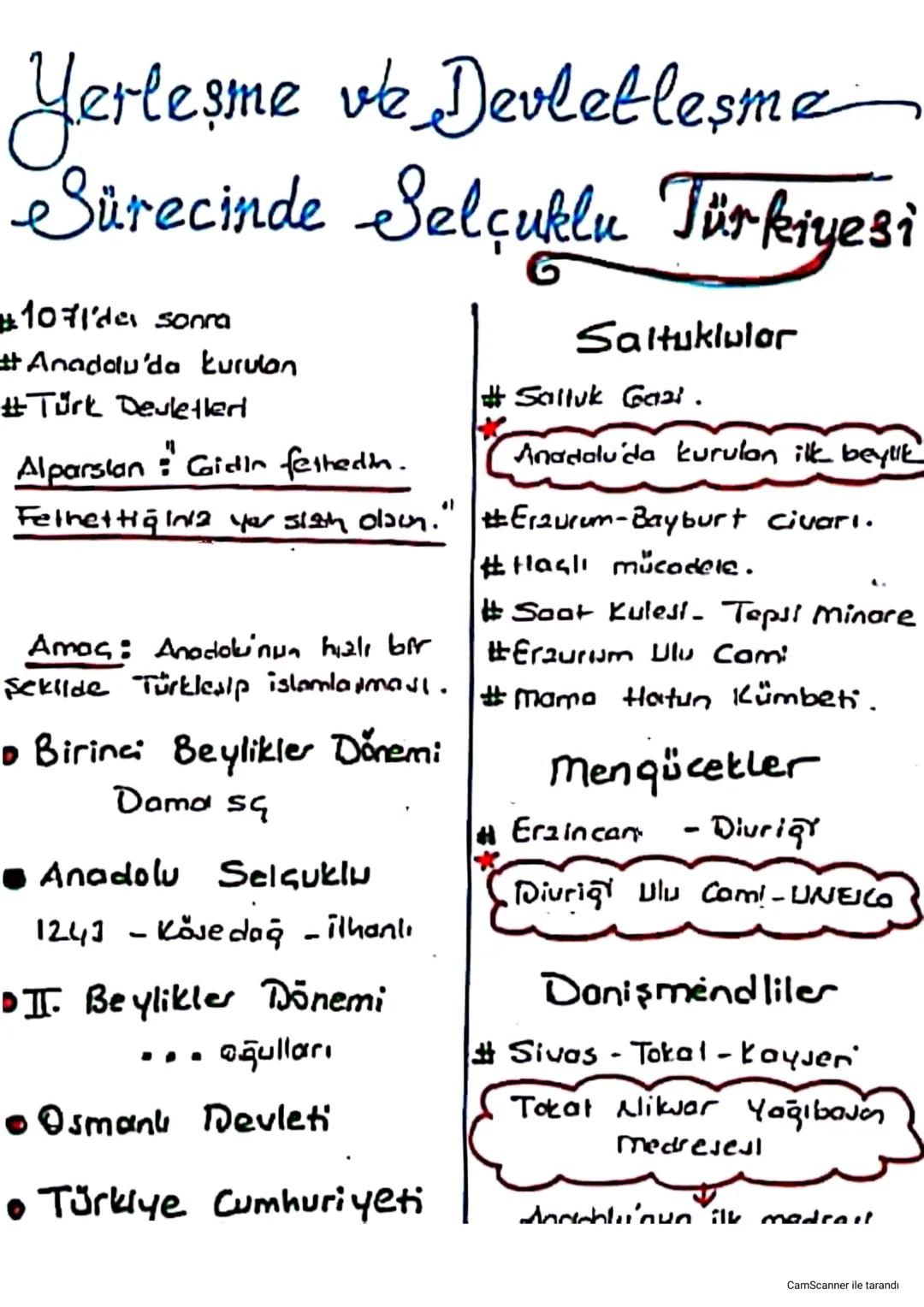 Selçuklu Türkiyesi'nde Yerleşim ve Devletleşmenin Gelişimi