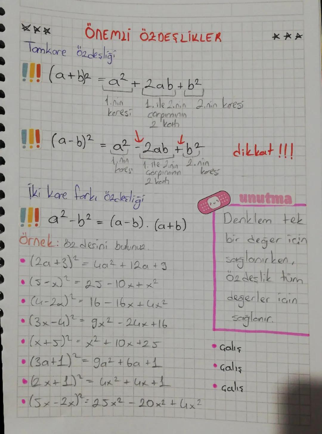 5x+3y+6

CEBİRSEL İFADELER

degiskenler: x, y bilinmeyenler your he

Terimler: 5x, sy, 6 ekşi veya artıdan önce yada sonraki

Terim sayısı: 