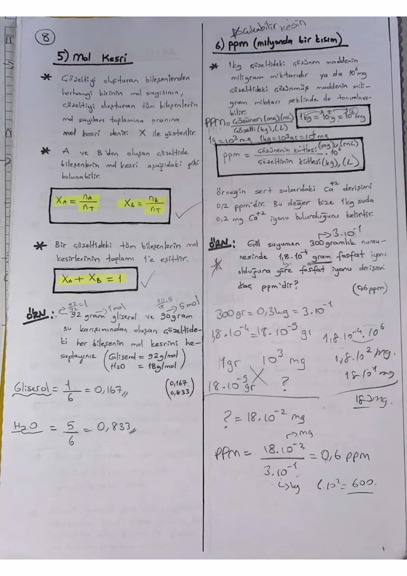 *
ÇÖRÜW-GÖRÜNEN ETKİLESİMLERİ
Bir maddenin bir başka madde içeri-
sinde özelliklerini kaybetmeden serbest
moleküller veya iyonlar halinde ho