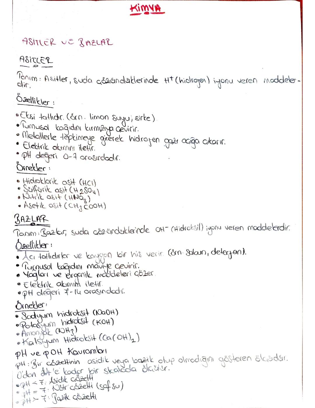 Kimya Asitler ve Bazlar