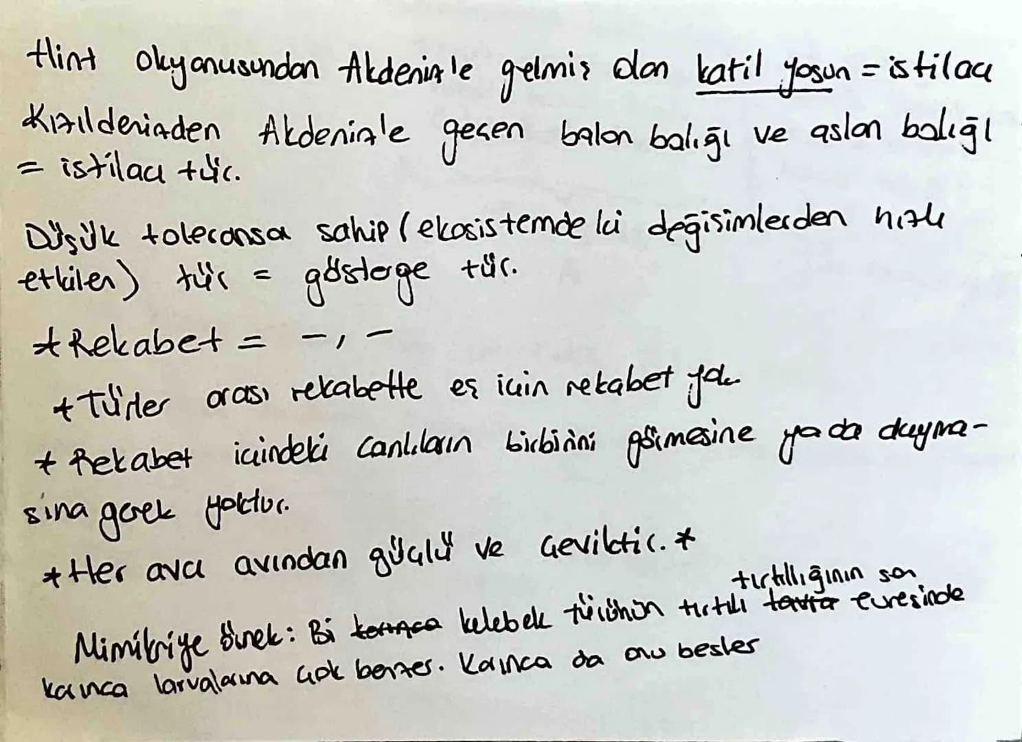 Komunite suindela bir türün yaşayabildiği
Cheyebildiği alan: habitat
Ekolojik niş türe özgüdür. Ŀ
ve
Metamorfoz geçiren tüklerin lorua we or