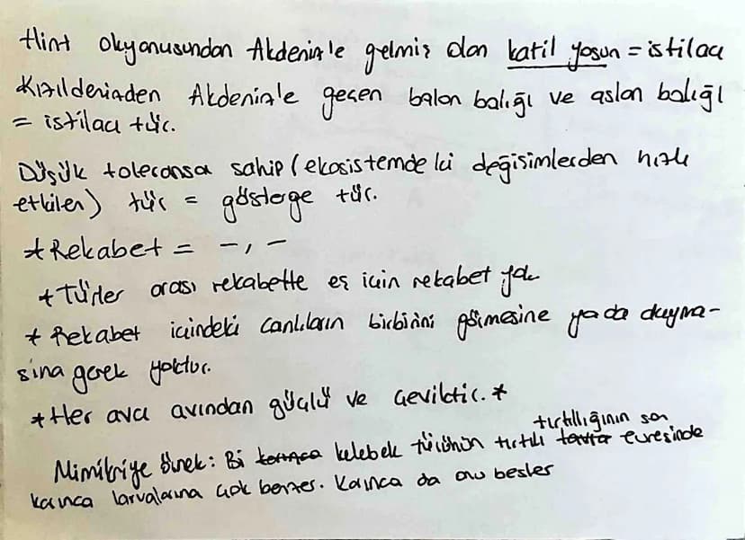 Komunite suindela bir türün yaşayabildiği
Cheyebildiği alan: habitat
Ekolojik niş türe özgüdür. Ŀ
ve
Metamorfoz geçiren tüklerin lorua we or