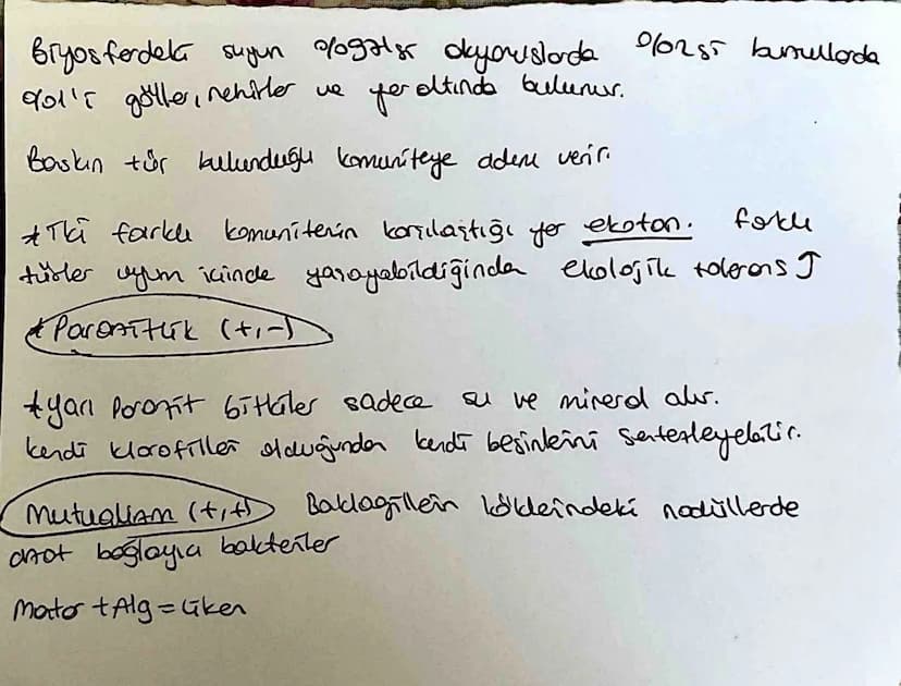 Komunite suindela bir türün yaşayabildiği
Cheyebildiği alan: habitat
Ekolojik niş türe özgüdür. Ŀ
ve
Metamorfoz geçiren tüklerin lorua we or