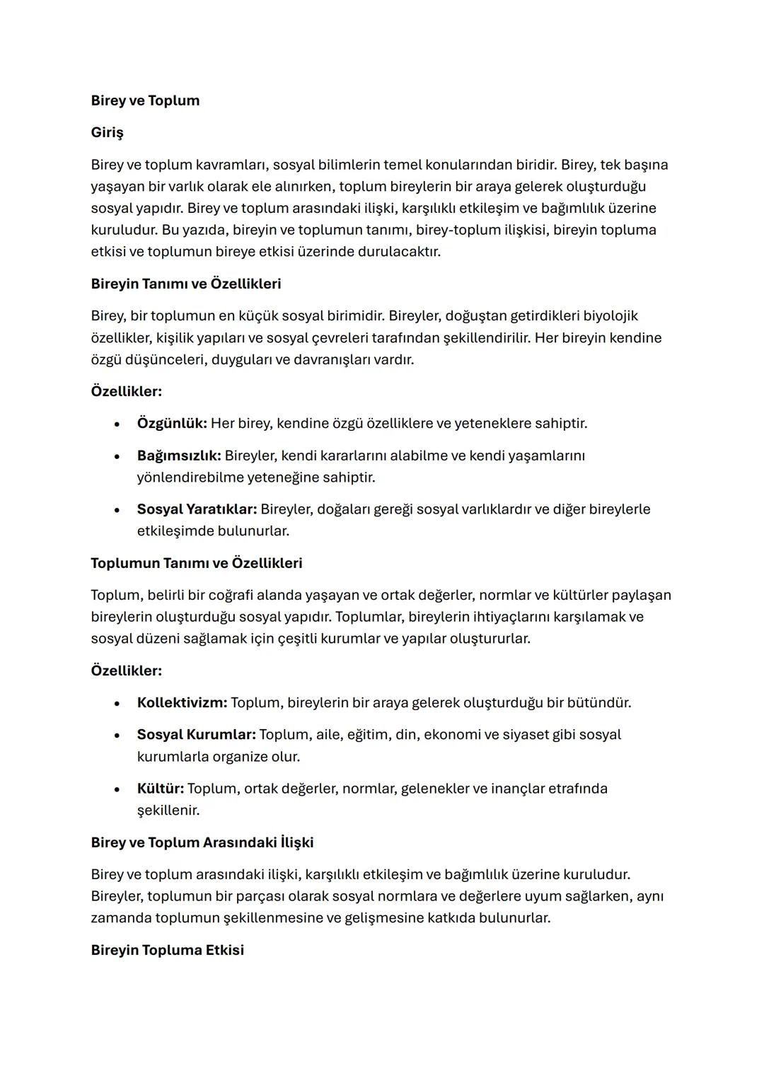 Birey ve Toplum