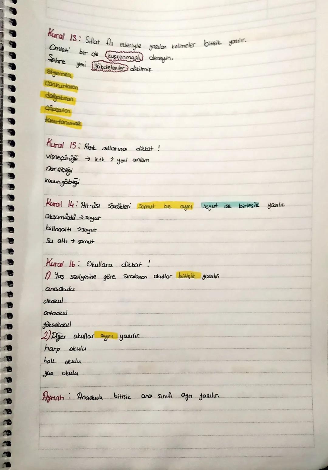 Kural 1: Bütün
YAZIM KURALLARI
kelime
yazılır.
Kelimet kelime - yeni anlam olusmadı ayrı yaz
grupları ayrı
kelime t kelime
kelime + kelime
Y