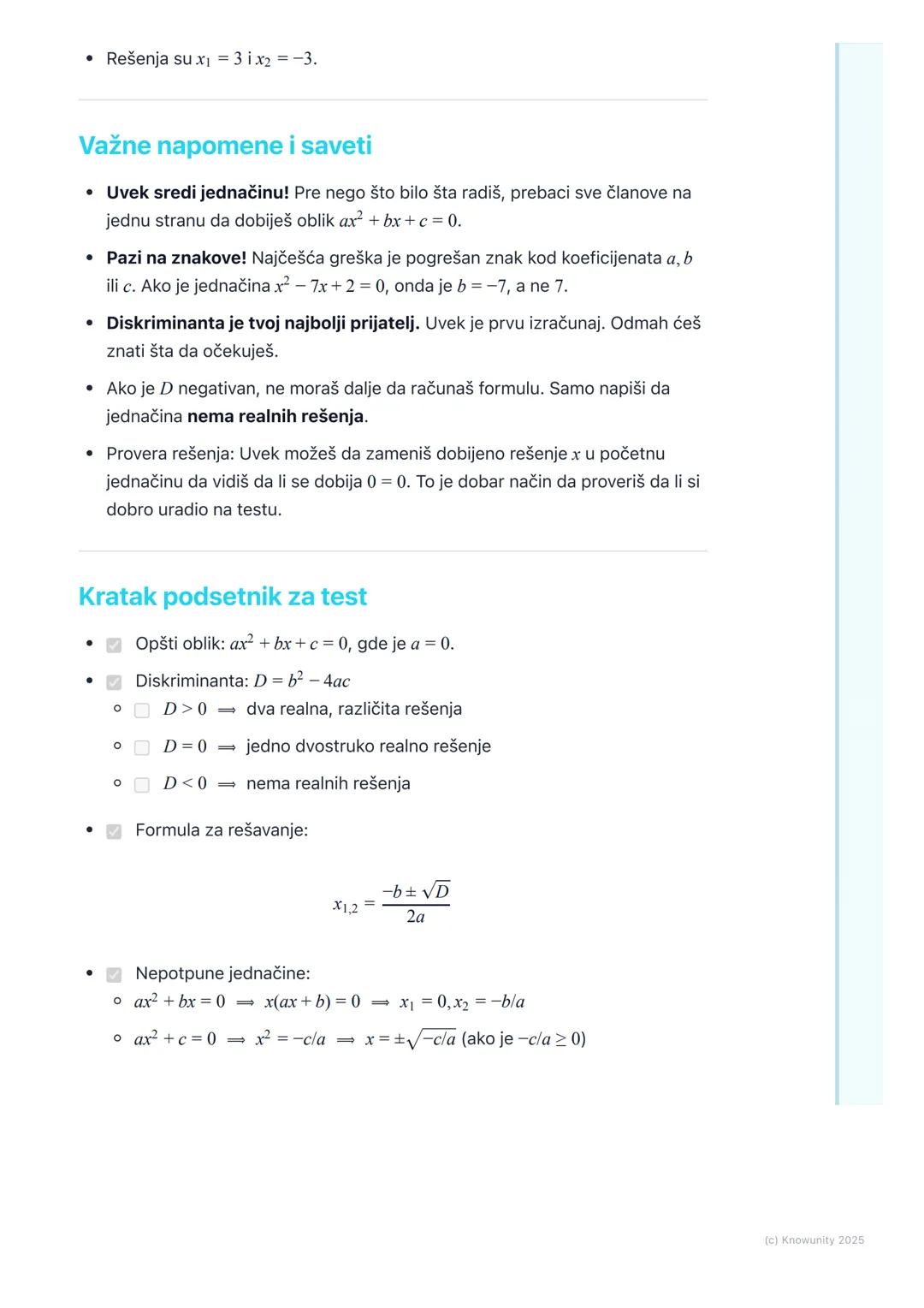 # Kvadratna jednačina

Uvod u kvadratne jednačine

Kvadratna jednačina je jednačina gde je najveći stepen nepoznate (obično x)
jednak 2. To 
