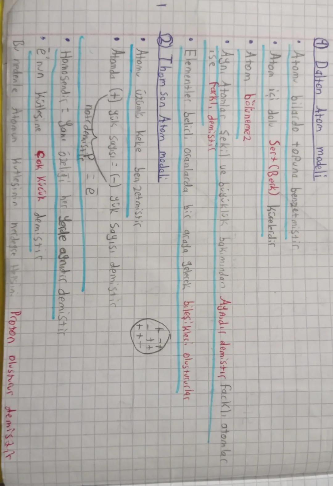 9.sınıf kimya Dalton ve Thomson Atom Modelleri 