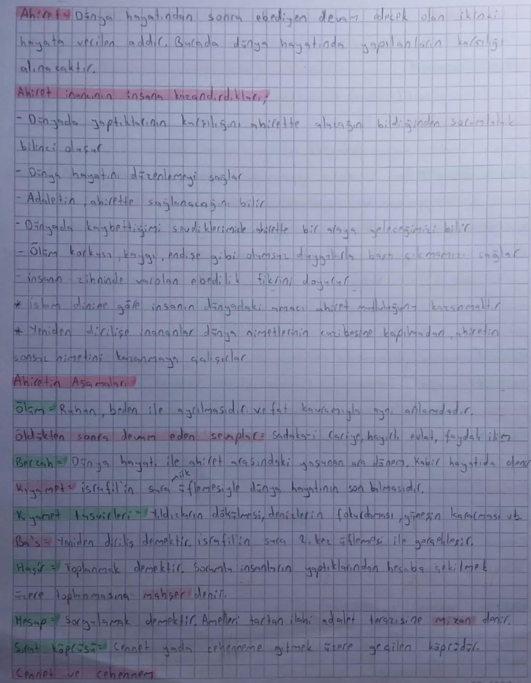 11. Sınıf Din Kültürü 1. Ünite: Dünya ve Ahiret Hakkında Bilgiler