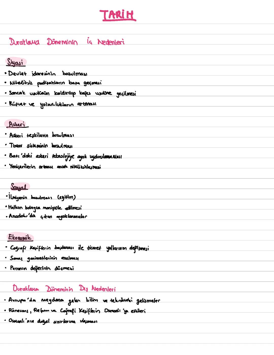 11.Sınıf Tarih- Duraklama Dönemi