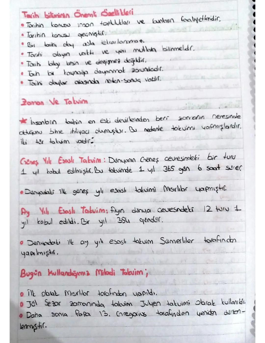 9. Sınıf Tarih Bilgisi: Tarih Biliminin Özellikleri, Zaman ve Takvim Anlatımı