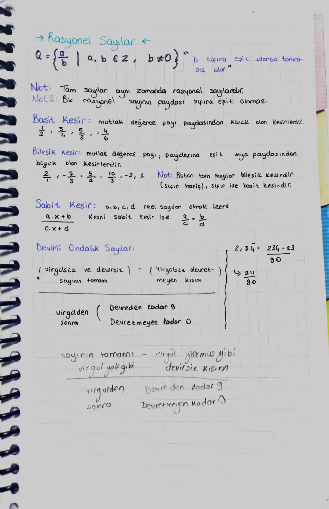 → Rasyonel Sayılar ←
Q.
2 = {£ | ab €2, b = 0} ^
sifina eşit olursa tanim-
512 olur
"
Not: Tam sayılar aynı zamanda rasyonel sayılardır.
Not