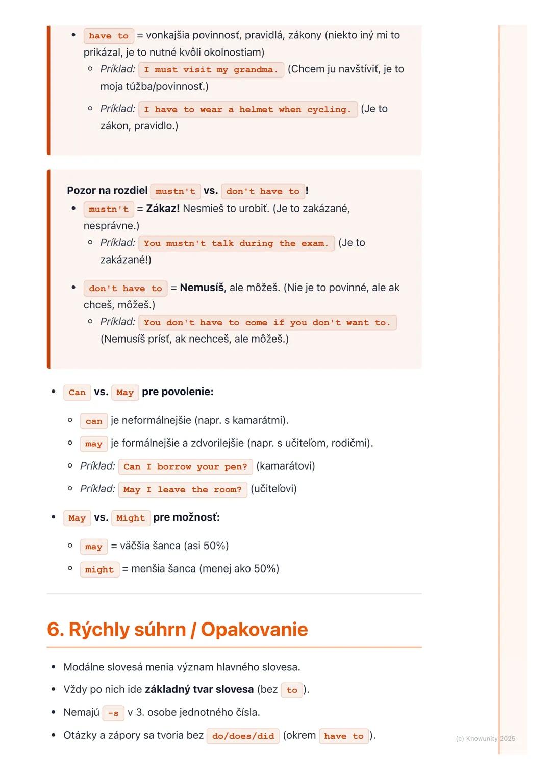 # Modálne slovesá (Modal
Verbs)

1. Prehľad modálnych slovies

Modálne slovesá sú v angličtine super dôležité! Sú to také špeciálne slovesá,