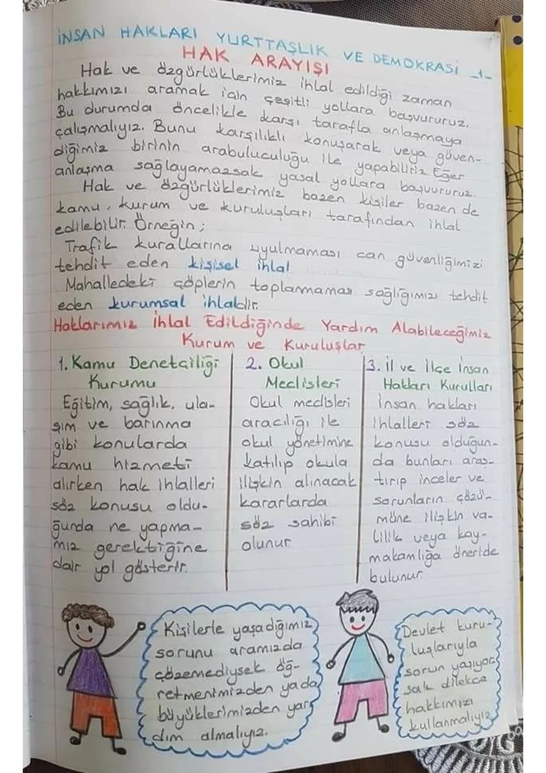 INSAN HAKLARI YURTTAŞLIK VE DEMOKRASI -
Hak ve
HAK ARAYIŞI
özgürlüklerimiz ihlal edildiği zaman
hakkımızı aramak için çeşitli yollara başvur