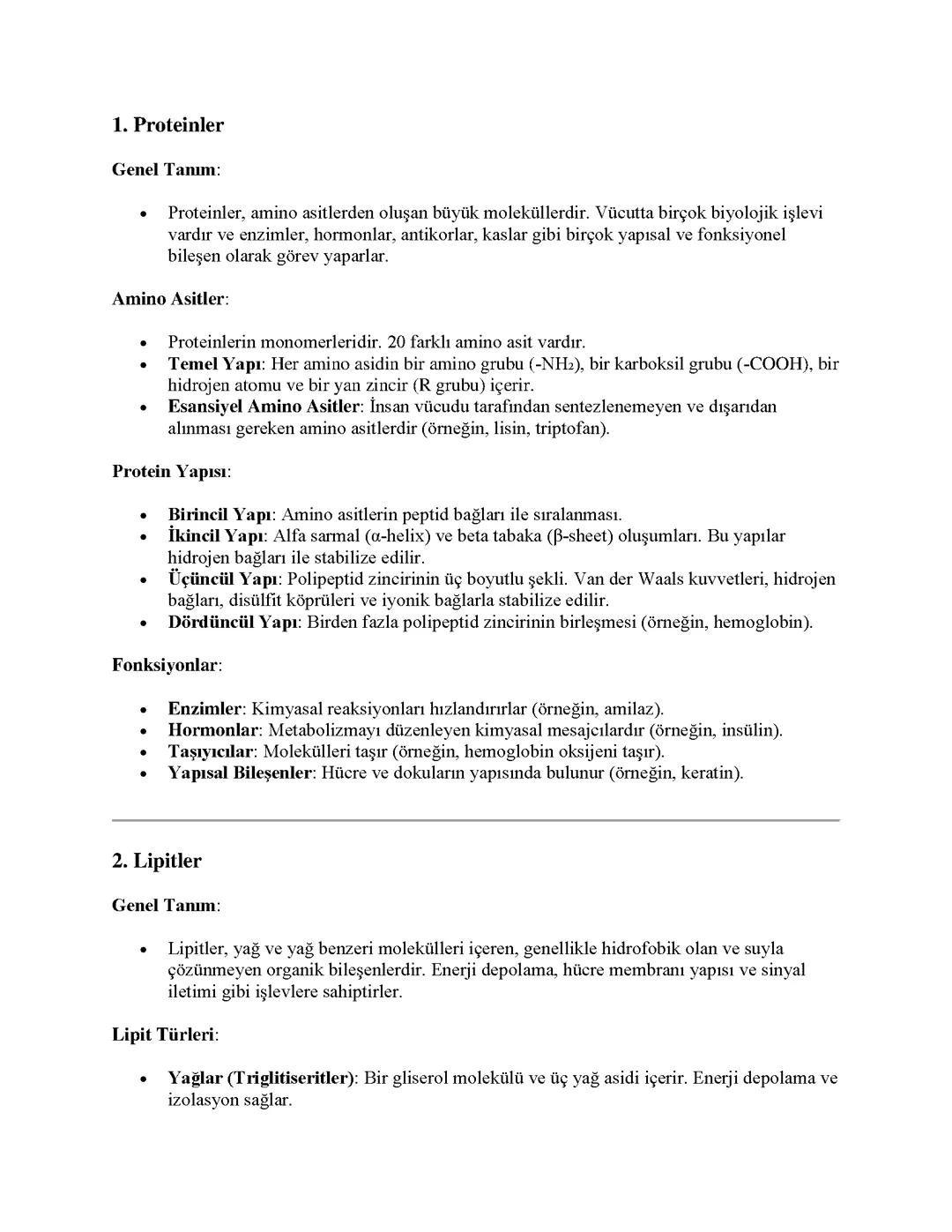Proteinler Lipitler Karbonhidratlar