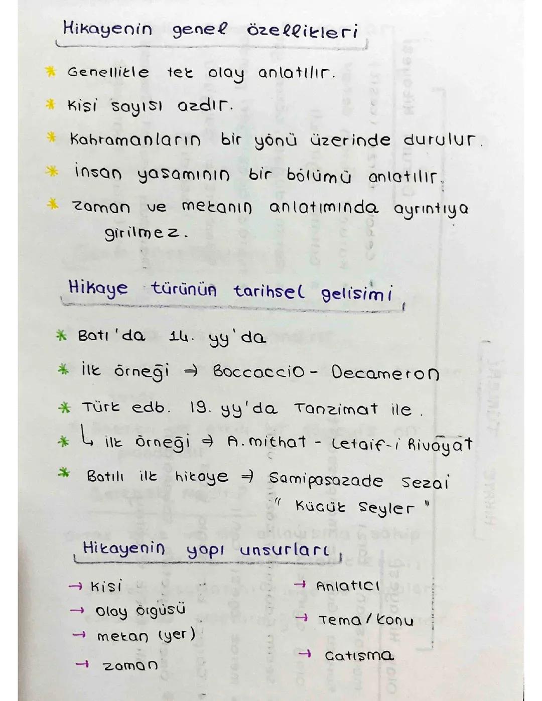 11-12. Sınıf Edebiyat Hikaye Ders Notları