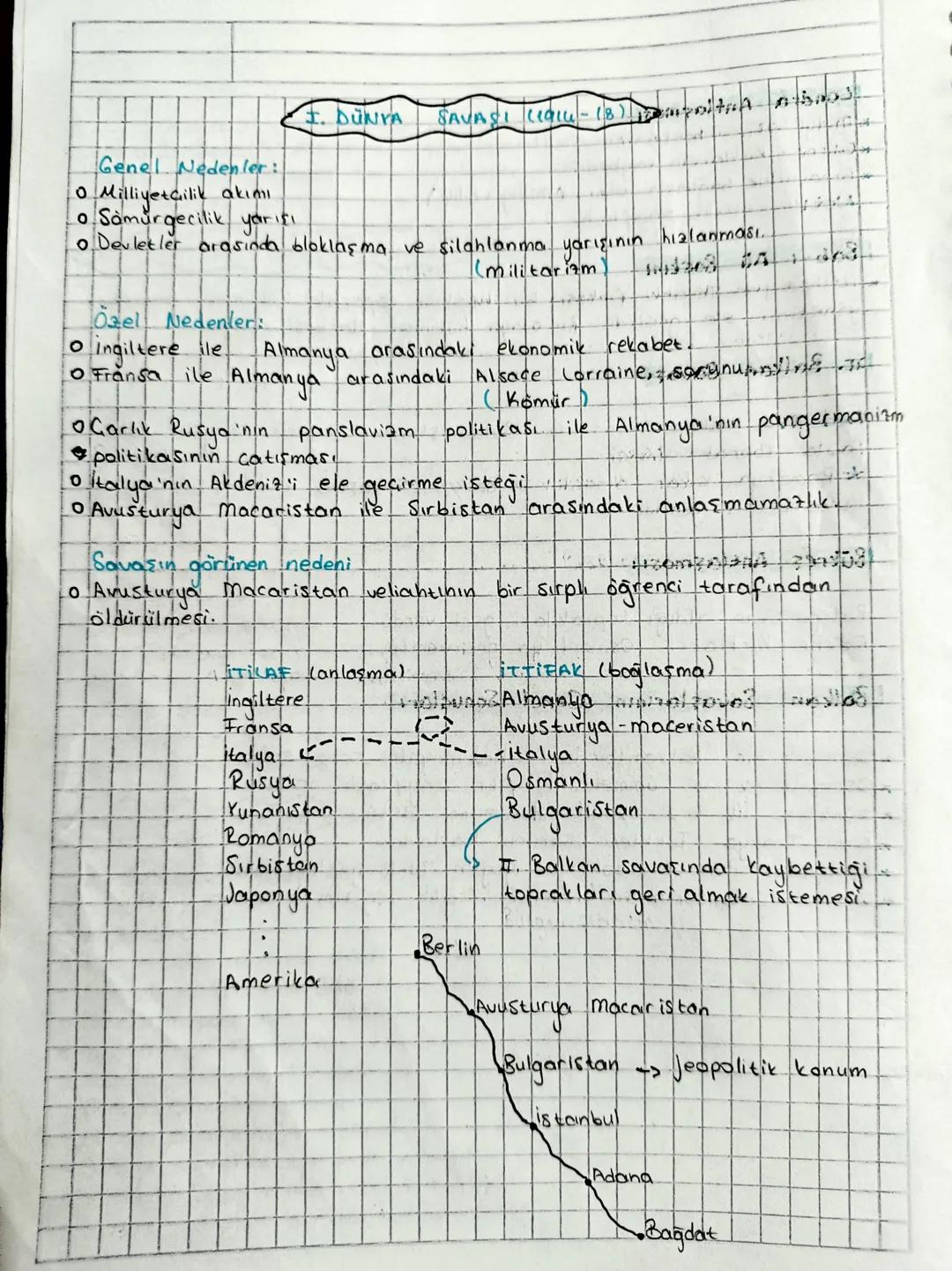 I. DÜNYA
SAVASI (1914-18) emporten b
Genel Nedenler:
o Milliyetçilik akımı
• Samurgecilik yarısı
o Devletler arasında, bloklaşma ve silahlan