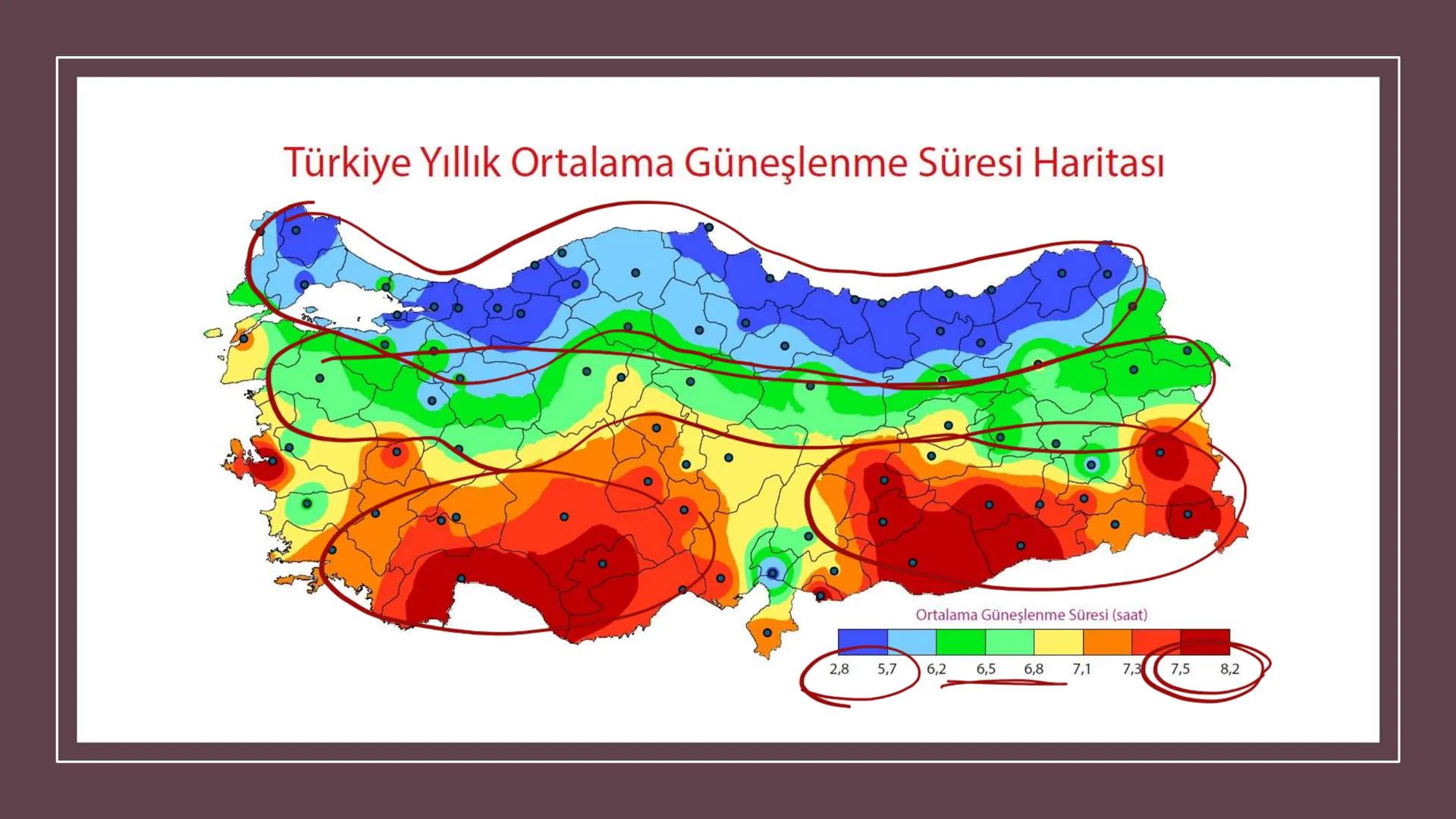 TÜRKİYE'NİN İKLİMİ İklim
Mutlak Konum
matematik
► Akdeniz İklimi görülür.
► Batı rüzgarları görülür.
‣ Cephe yağışları etkilidir.
Dört mevsi