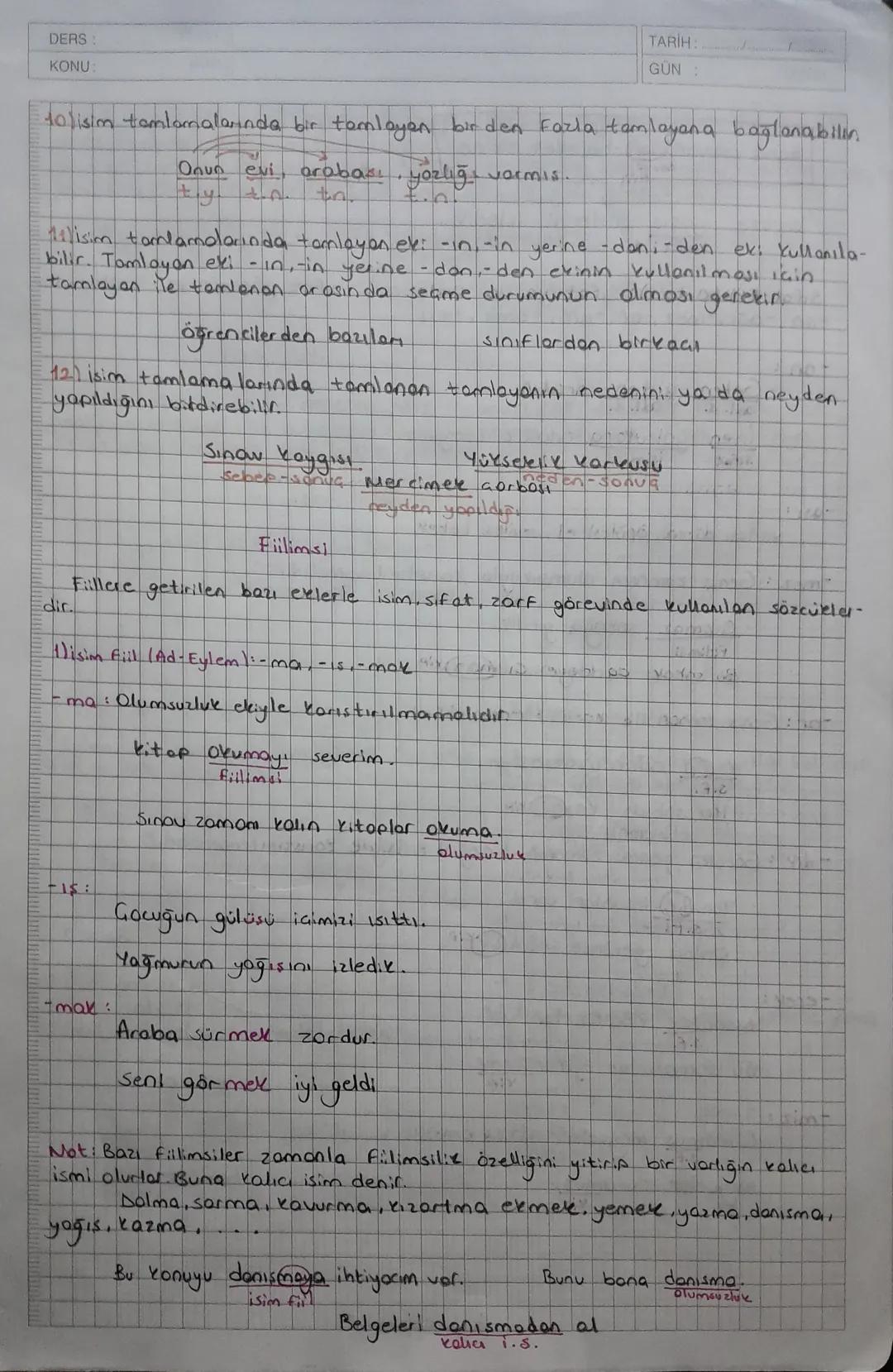 Tision Tamlan
Tamlayan: -10, -101-010,-nin evidir. 1. tekil ve 1.
Tamlayan ekinin diğer ismi ilgi ekidir.
Cogulda
-im-im alabilir.
Tanknon e