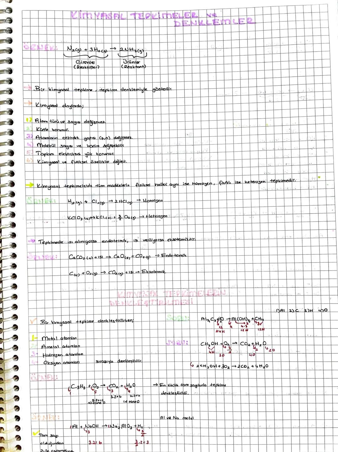 KIMYASAL TEPKİMELER
N2c92.
+ 3 Hecgs 2NH3(g)
Girenle
(Reaktifler)
Ürünler
(Reaktant)
DENKLEMLER
Bir kimyasal tepkime tepkime denklemiyle gös