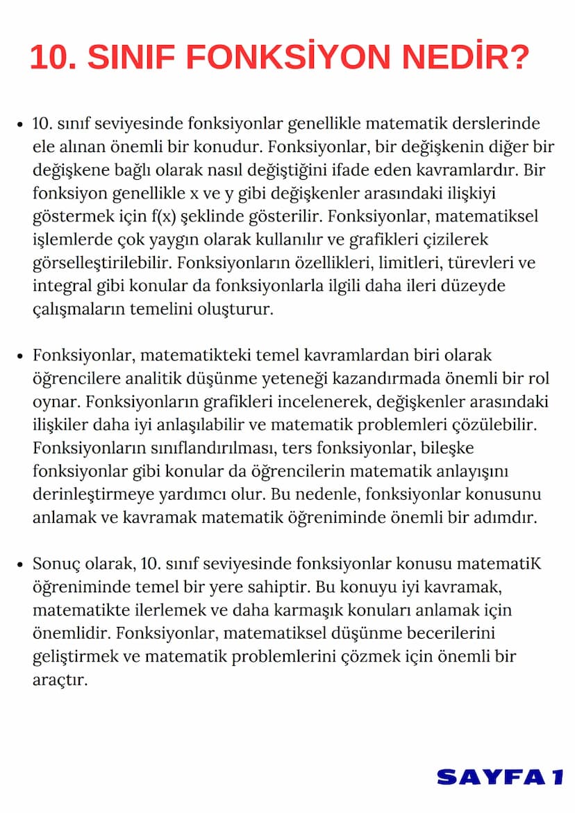 MATEMATİK
PROJE ÖDEVİ
Okulun adı:
Öğretmenin adı:
Proje ödevi konusu: Fonksiyonlar
ct9x-2
2x3
1
P=rπT
4x=8
3
Six±9
y=2
-= 3.1 0x
lim ct9x-2
