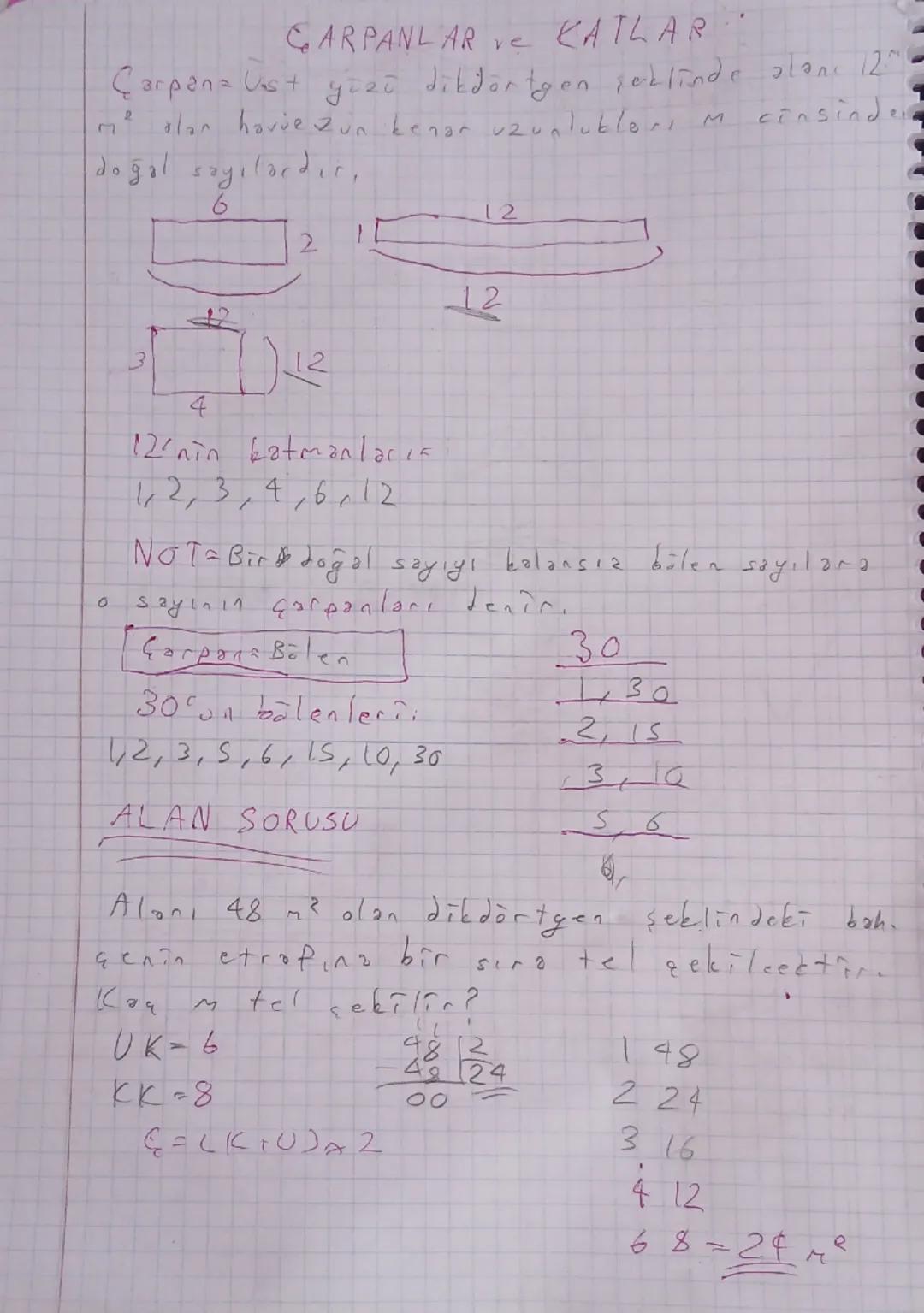 --- OCR Start ---
CARPANLAR ve KATLAR
Çarpana Vest yüzü dikdörtgen şeklinde olanı 12" -
m² olan hovie zun kenar uzunlukları m cinsinder
doğa