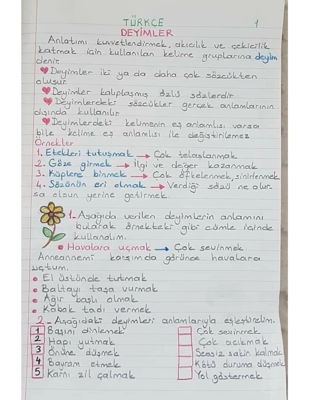 Deyimler ve Anlamları - Kısa ve Öz