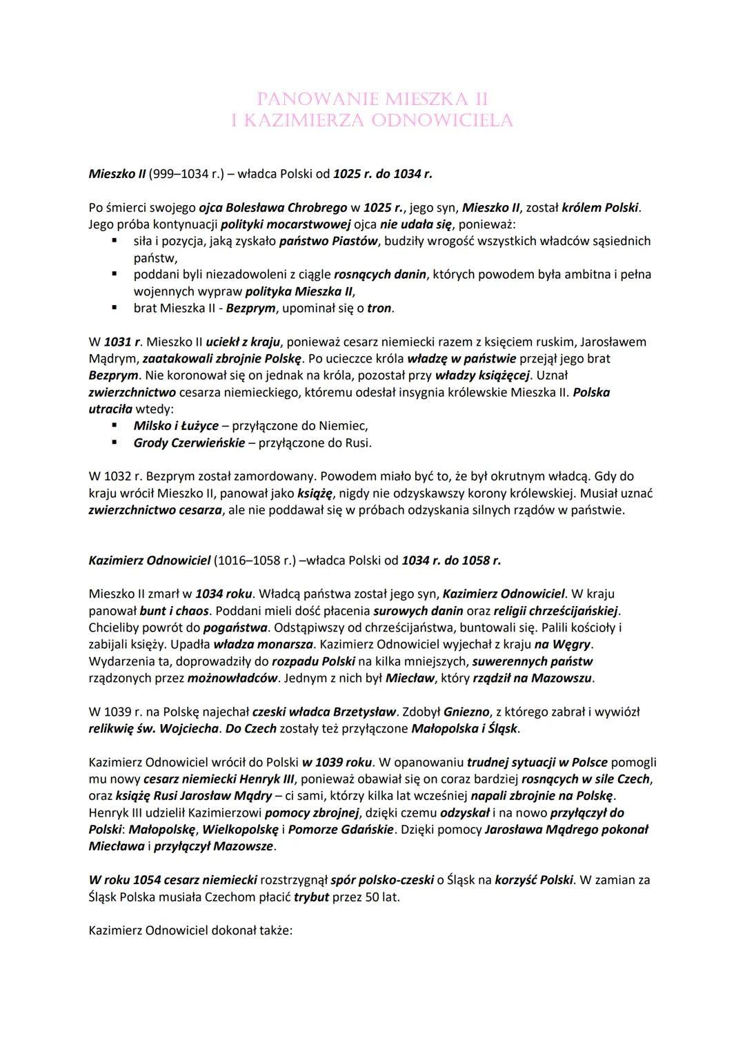 
<p>Mieszko II panował nad Polską od 1025 do 1034 roku. Po śmierci ojca Bolesława Chrobrego,  został królem Polski. Niestety jego próba kont