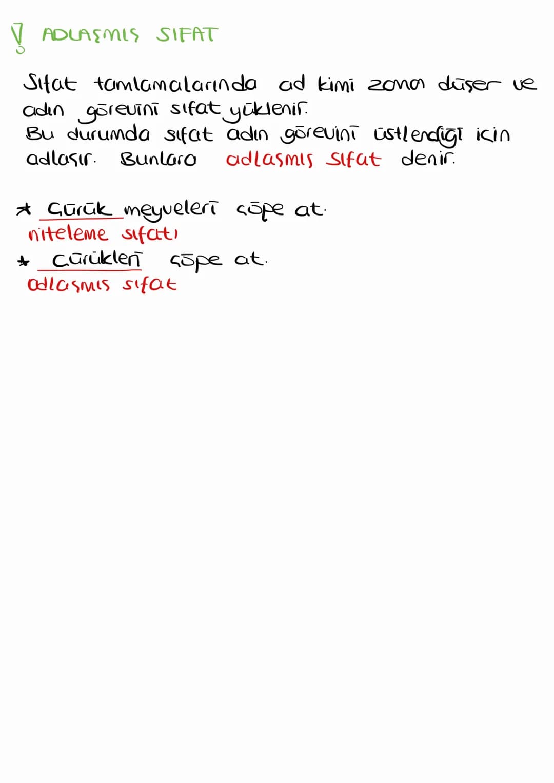 Sifat
Adları niteleyen ve belirten sözcük türleridir.
①1 Niteleme sifati
Adları renk, durum, bicim bakımından tamamla-
yan sifatlardır.
Ada 