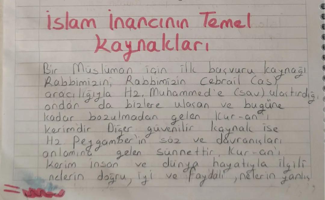 9 SİNİF Temel Dini Bilgiler 1 Ünite 2. Kazanım İslam İnancınız Temel Kaynakları