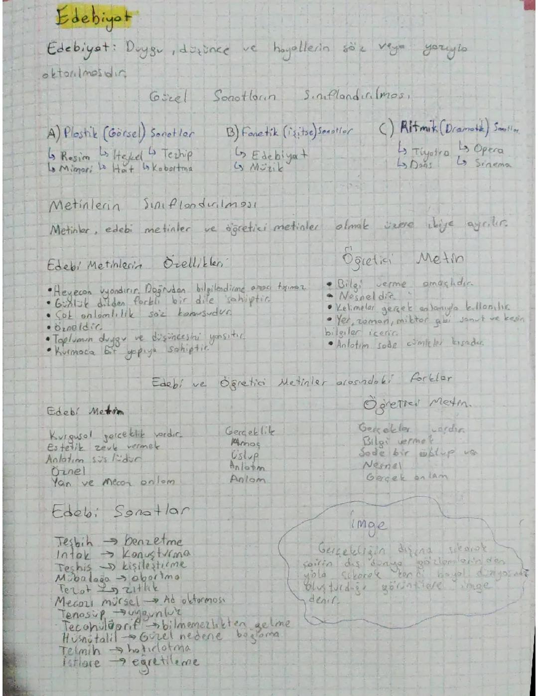 Edebiyat 9. Sınıf Ders Notları