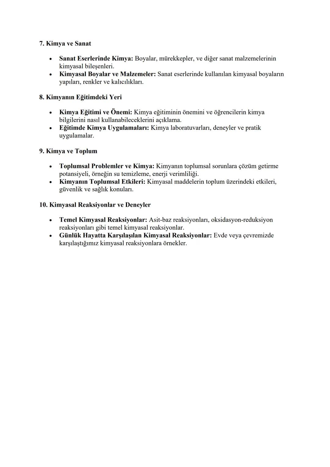 1. Kimyanın Günlük Hayattaki Yeri
•
•
Kimyanın Tanımı ve Önemi: Kimya, maddelerin özelliklerini, bileşenlerini ve
dönüşümlerini inceleyen bi