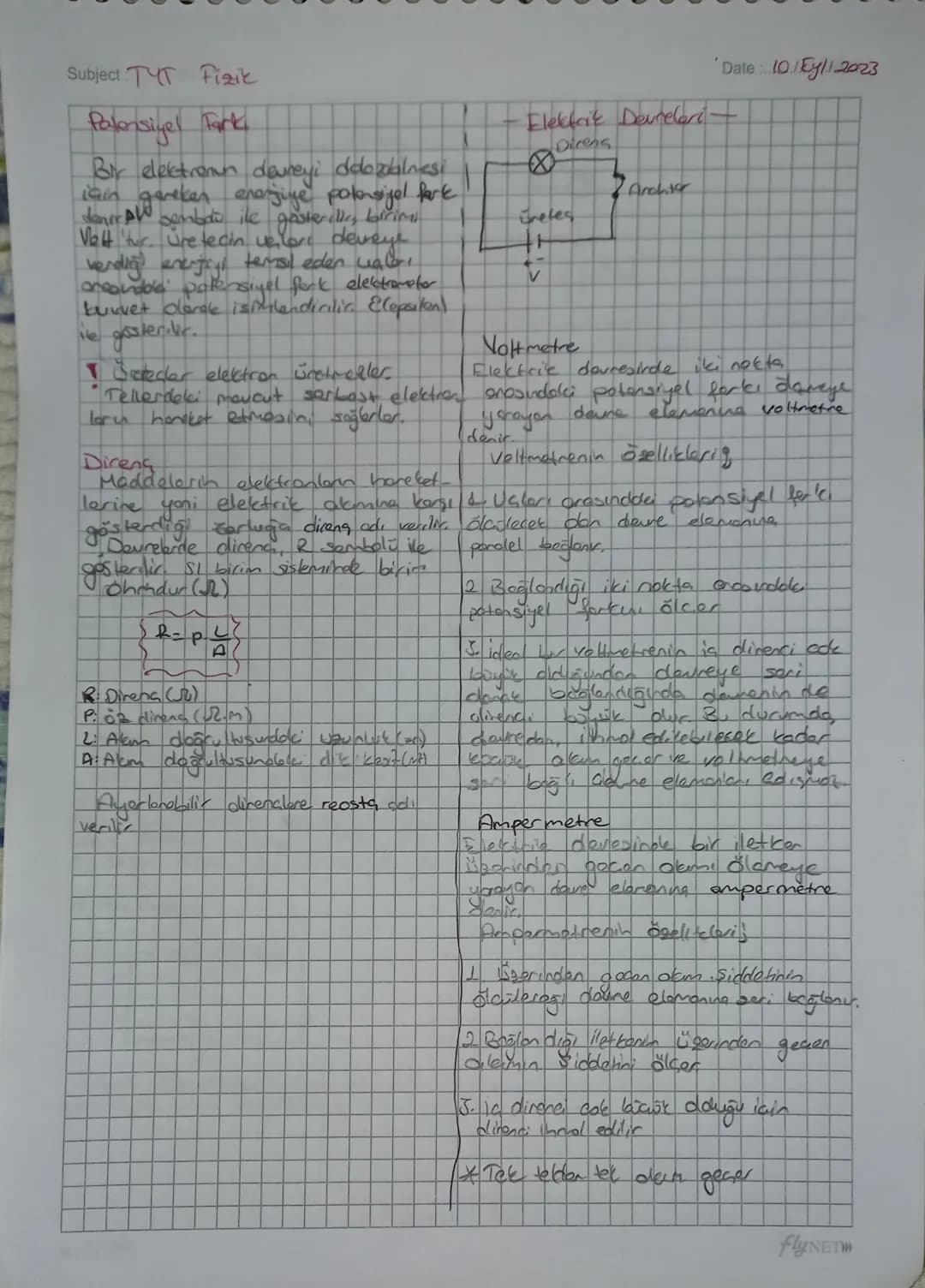 Subject: TYT Fizik
Elektrik Alan
Yüklo bir cismin you've yoels
başka bar cisim getirildiğinde
Date : 10./Eyl/2023
Elektrik Alami
( Flectric 