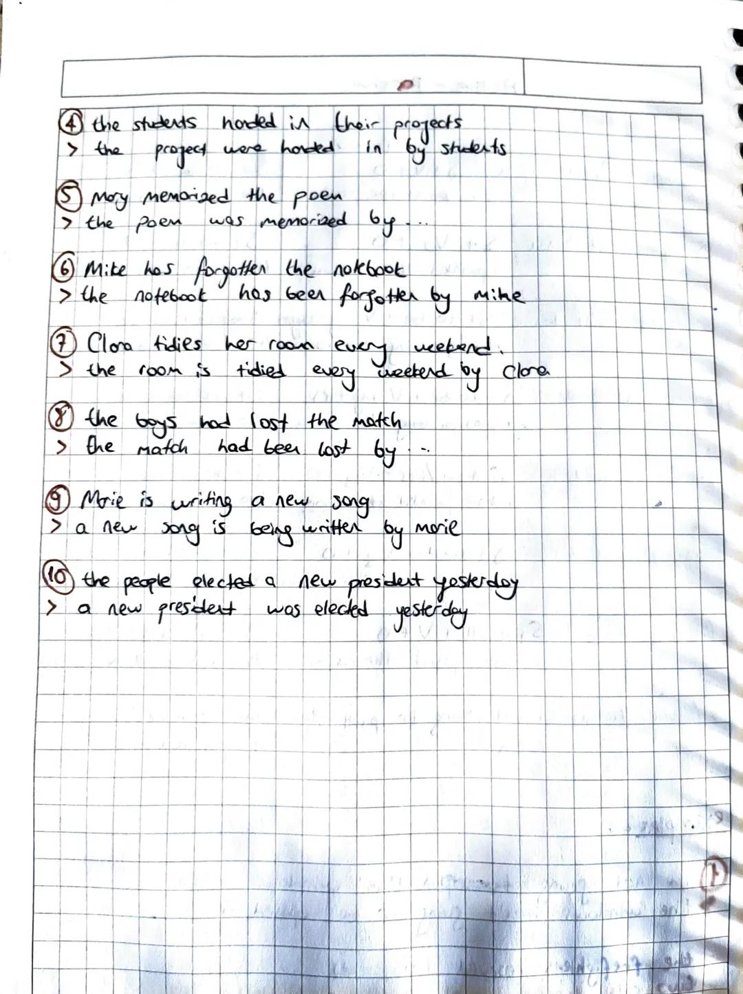 Active-Passive

| Active | Passive |
|---|---|
| Simple Preselt Terse! S+V+0 | S+ to be + V3 |
| i paint the room | the room is painted |
| 