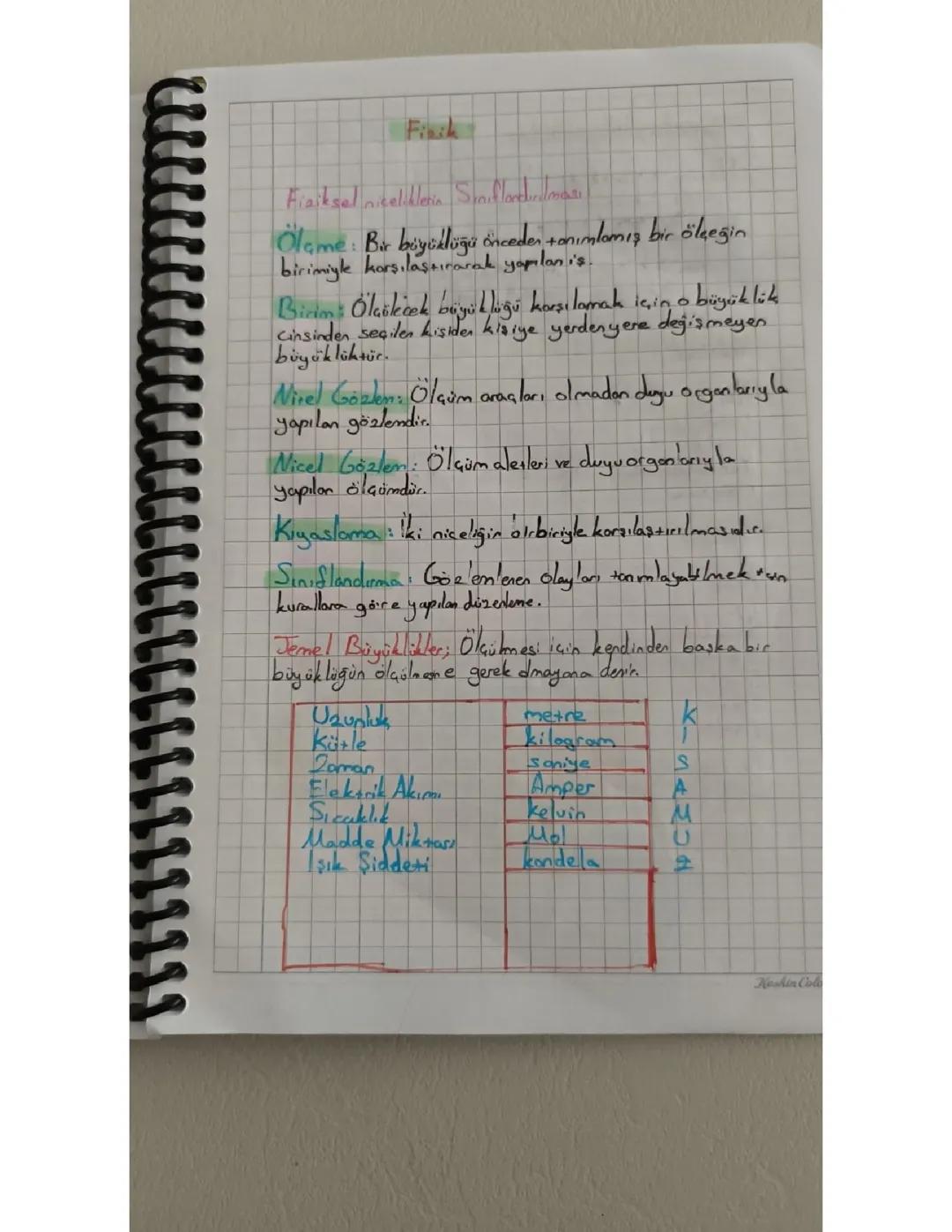 9. Sınıf Fizik: 1. Ünite Ders Notları