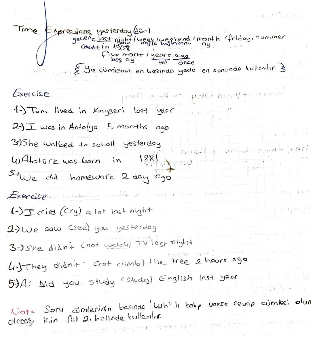 Simple Past Tense
CGeamis 2amos)
Gecimiste badayon we geamiste biten olayları anlatırken simple past tens (ges-
mis saman keciltonilia
Oluml
