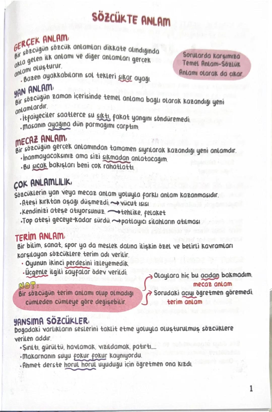 GERÇEK ANLAM
SÖZCÜKTE ANLAM
r sözcüğün sözcük anlamları dikkate alındığında
akla gelen ilk anlamı ve diğer anlamları gerçek
anlamı oluşturur