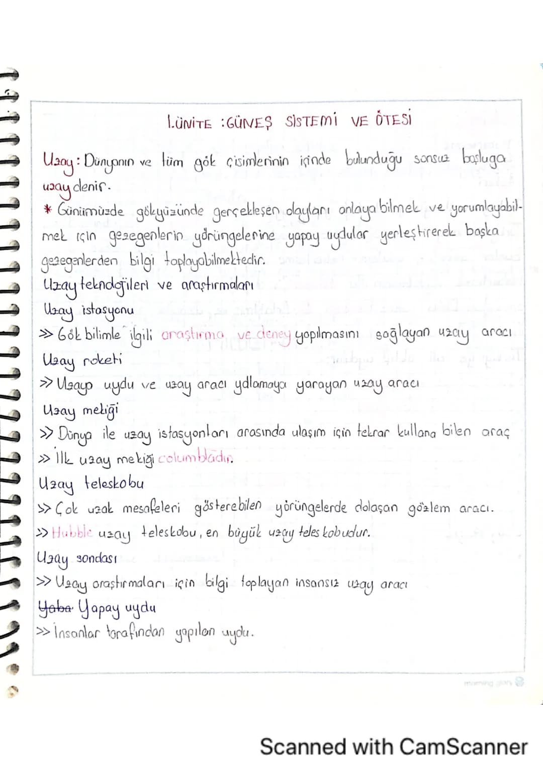 LÜNİTE GÜNEŞ SİSTEMİ VE ÖTESİ
Uaay: Dünyanın ve tüm gök çisimlerinin içinde bulunduğu sonsuz basluga
uzay denir.
* Günümüzde gökyüzünde gerç