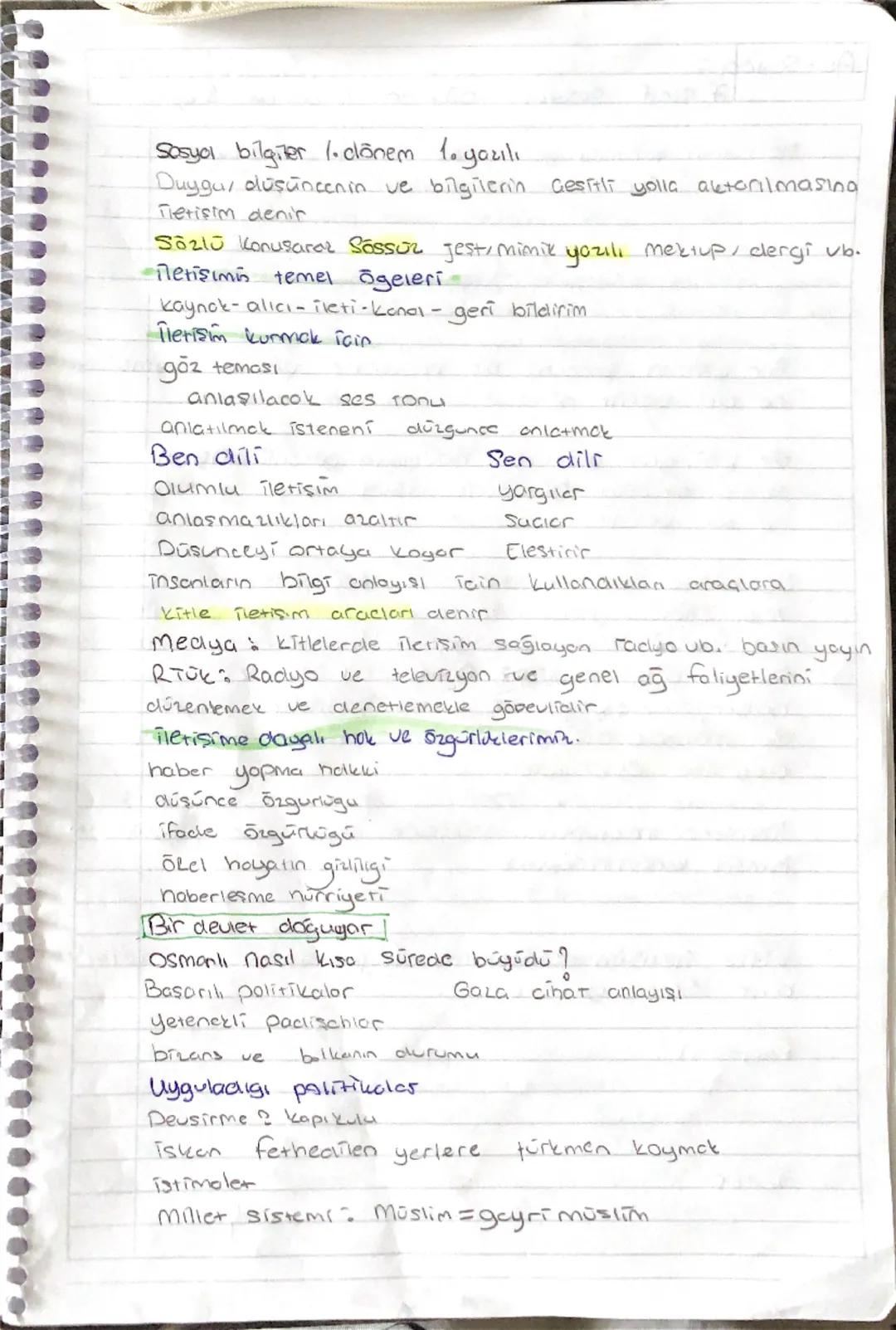 Sosyal bilgiler 7. Sınıf 1. Ünite 