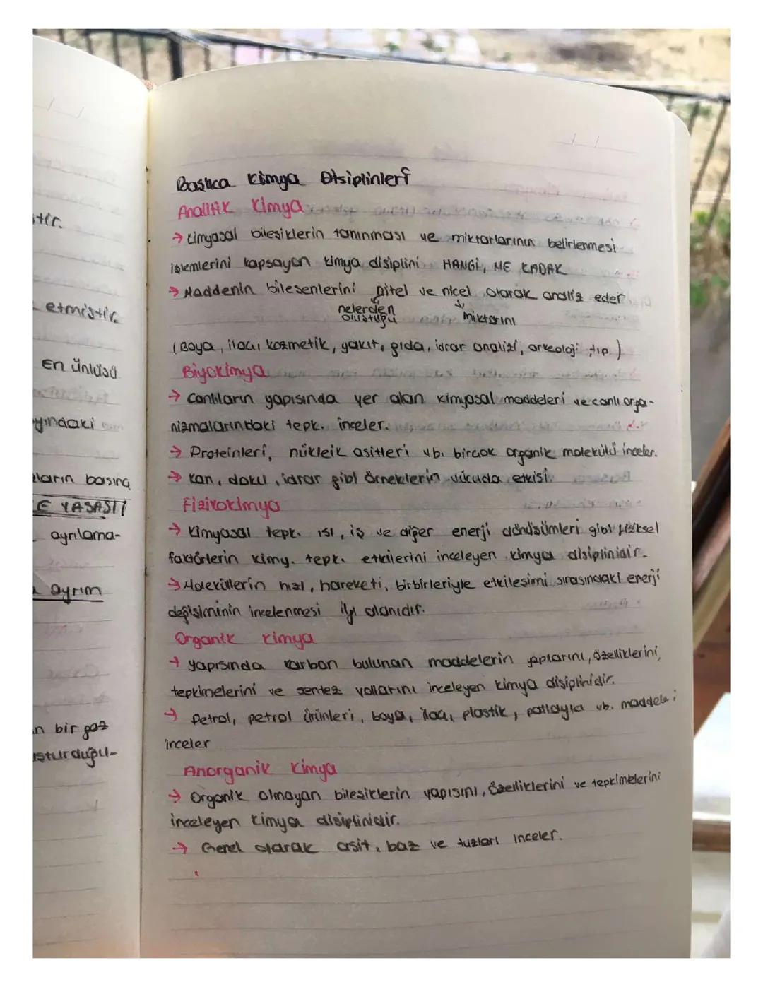 BAŞLICA KİMYA DİSİPLİNLERİ