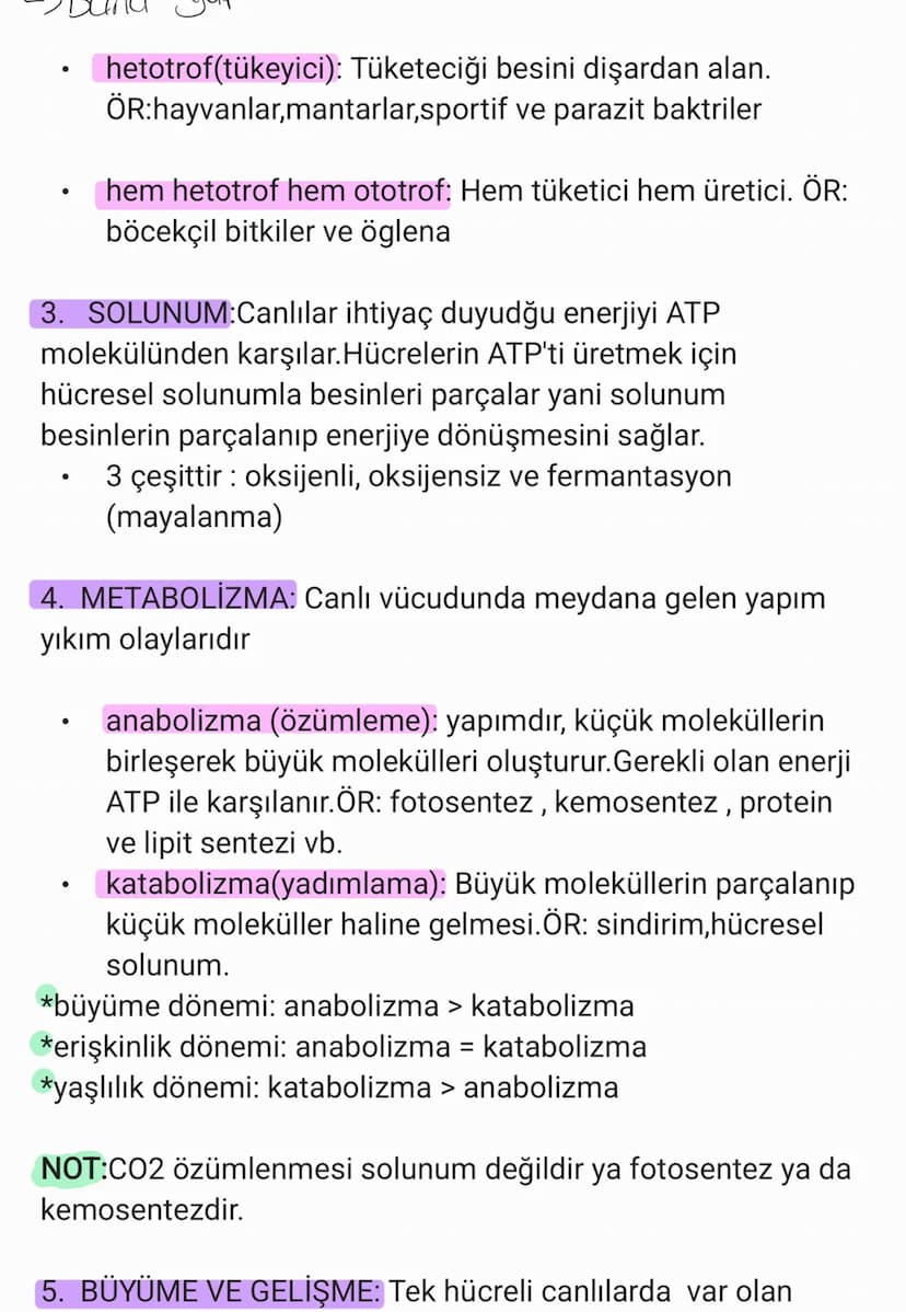 BİYOLOJİ
CANLILARIN ORTAK ÖZELLİKLERİ
1. HÜCRESEL YAPI: Tüm cnlılar hücre veya hücrelerden
oluşur. bazıları tek hücrelidir öreneğin:
bakteri