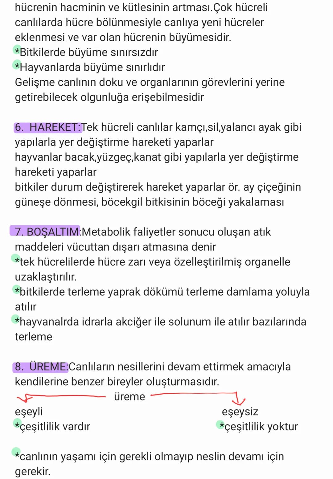BİYOLOJİ
CANLILARIN ORTAK ÖZELLİKLERİ
1. HÜCRESEL YAPI: Tüm cnlılar hücre veya hücrelerden
oluşur. bazıları tek hücrelidir öreneğin:
bakteri