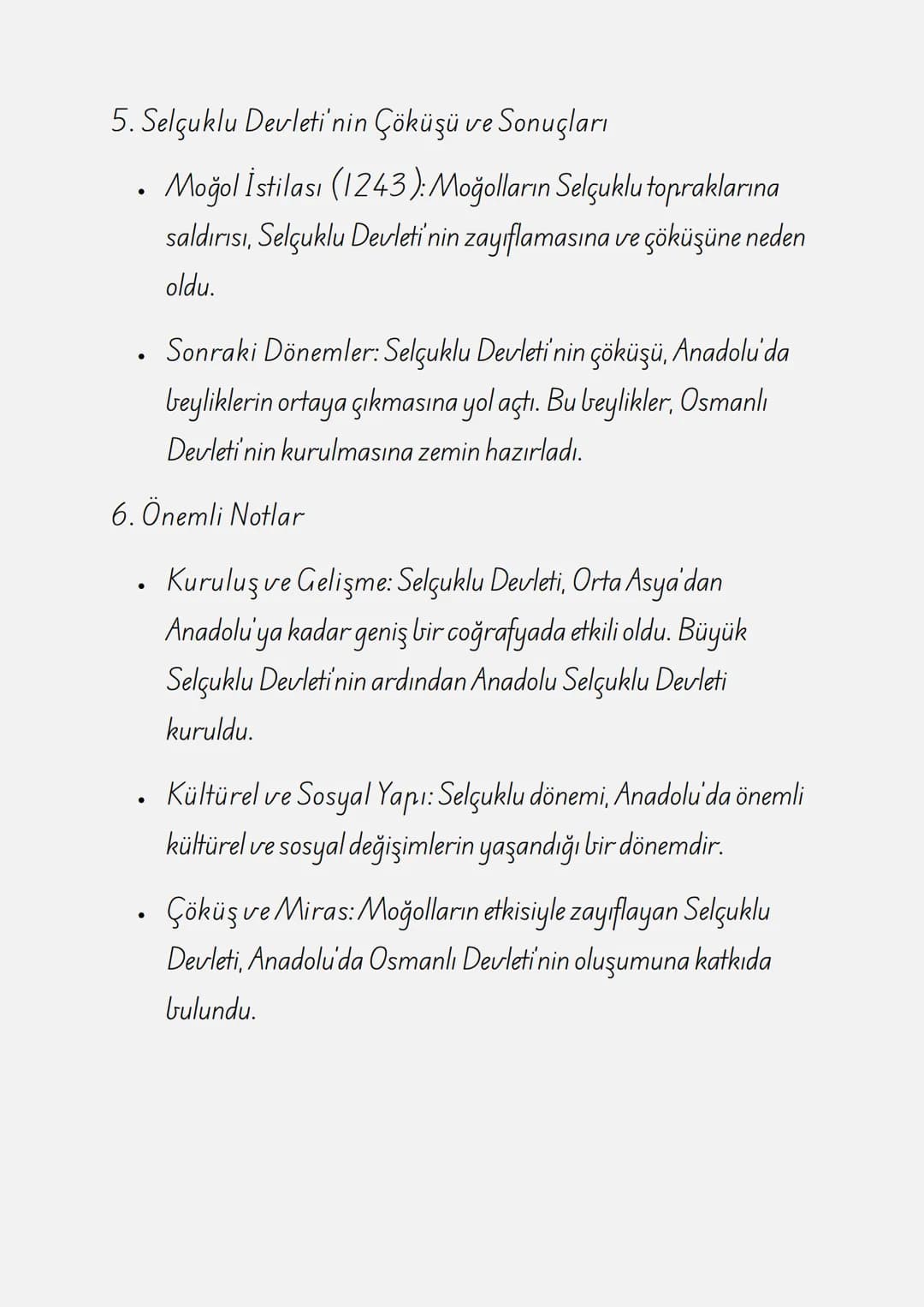 ÇALIŞMA KAĞIDI: YERLEŞME VE
DEVLETLEŞME SÜRECİNDE
SELÇUKLU TÜRKİYESİ
1. Selçuklu Devleti'nin Kuruluşu ve Yayılması
•
Kuruluş: Selçuklu Devle