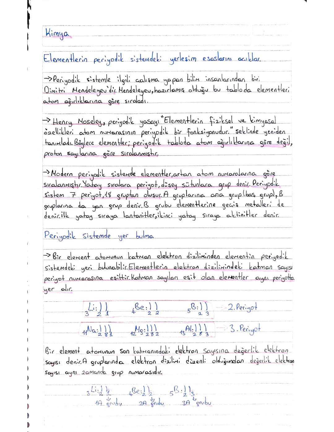 Kimya: Periyodik Sistem ve Elementler