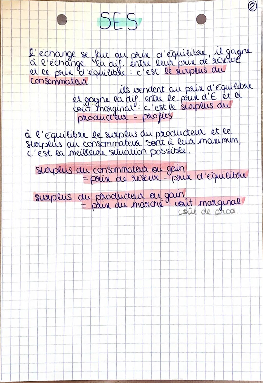 SES

le marche est le lieu de rencontre entre l'offre
et la demande sur laquelle se determine un
pux

l'offre represente la quantité de
bien