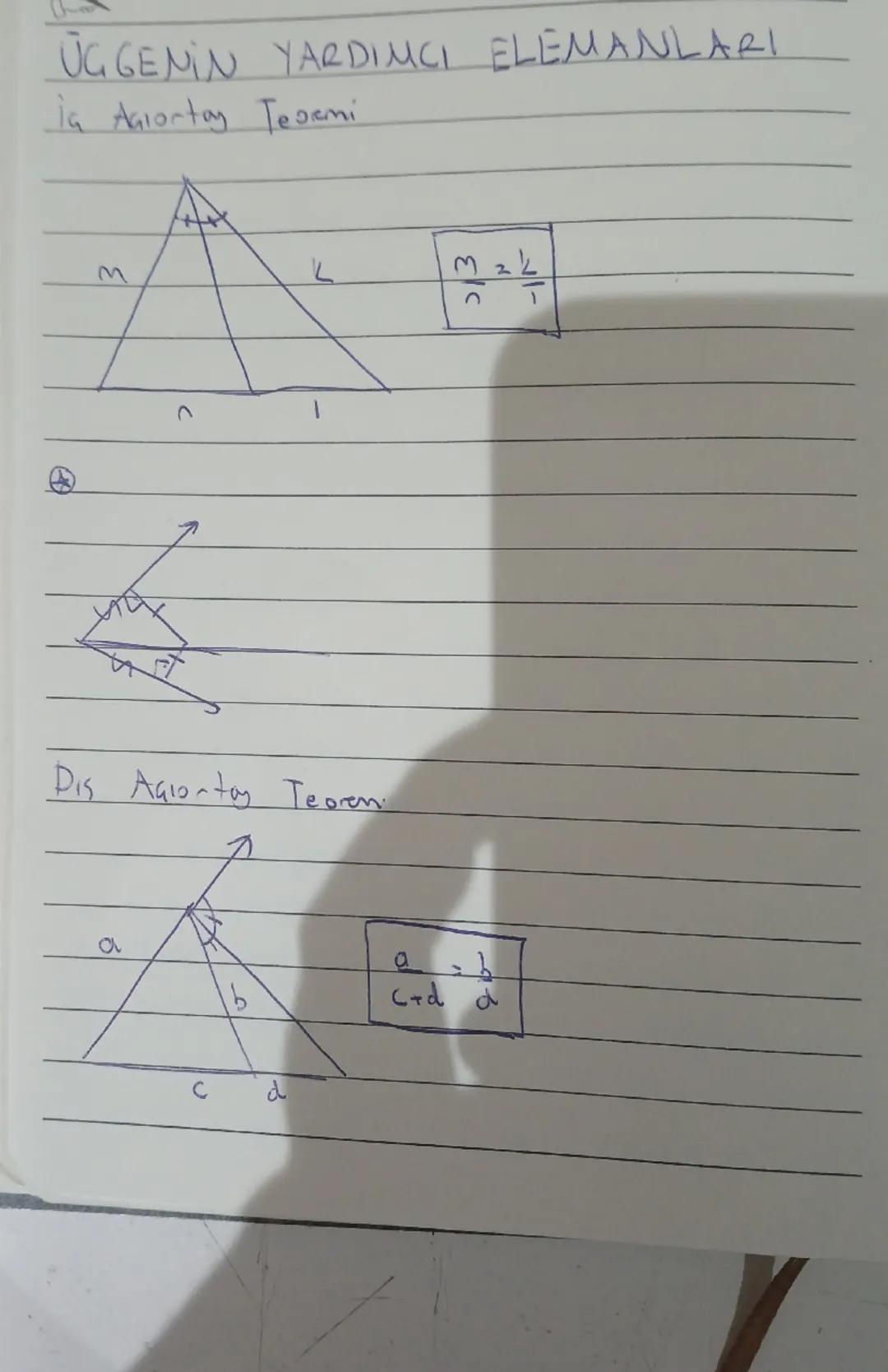 UGGENİN YARDIMCI ELEMANLARI

la Agiortay Tesami


M
L


Dis Agiortay Teoren

a
b

$
\frac{a}{C+d} = \frac{b}{d}
$

C
d Kerar ortay
* Kenar o