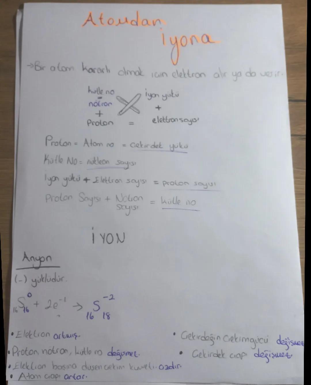 9.sınıf kimya Atomdan İyona