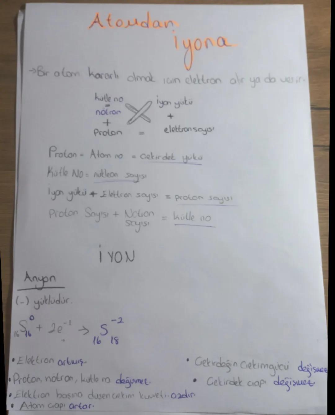 # Atoudan
# iyona
→Bir atom kararlı olmak için elektron alır ya da verir.
külle no
+
Proton
=
İyon yükü
+
elettron sayısı
Proton = Atom no =