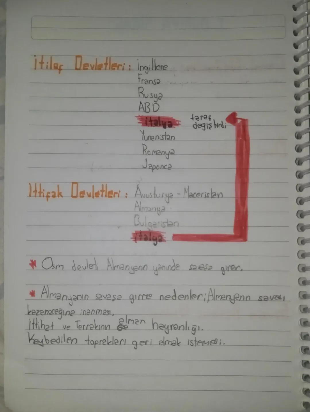 I.DÜNYA SAVAŞI
Genel Nedenleri : Seney: inlalabi sonucu
gecilik yarısı.
yayılan somer-
Fransie ihtilalı sonrası yeyilen milliyet
Özel Nedenl